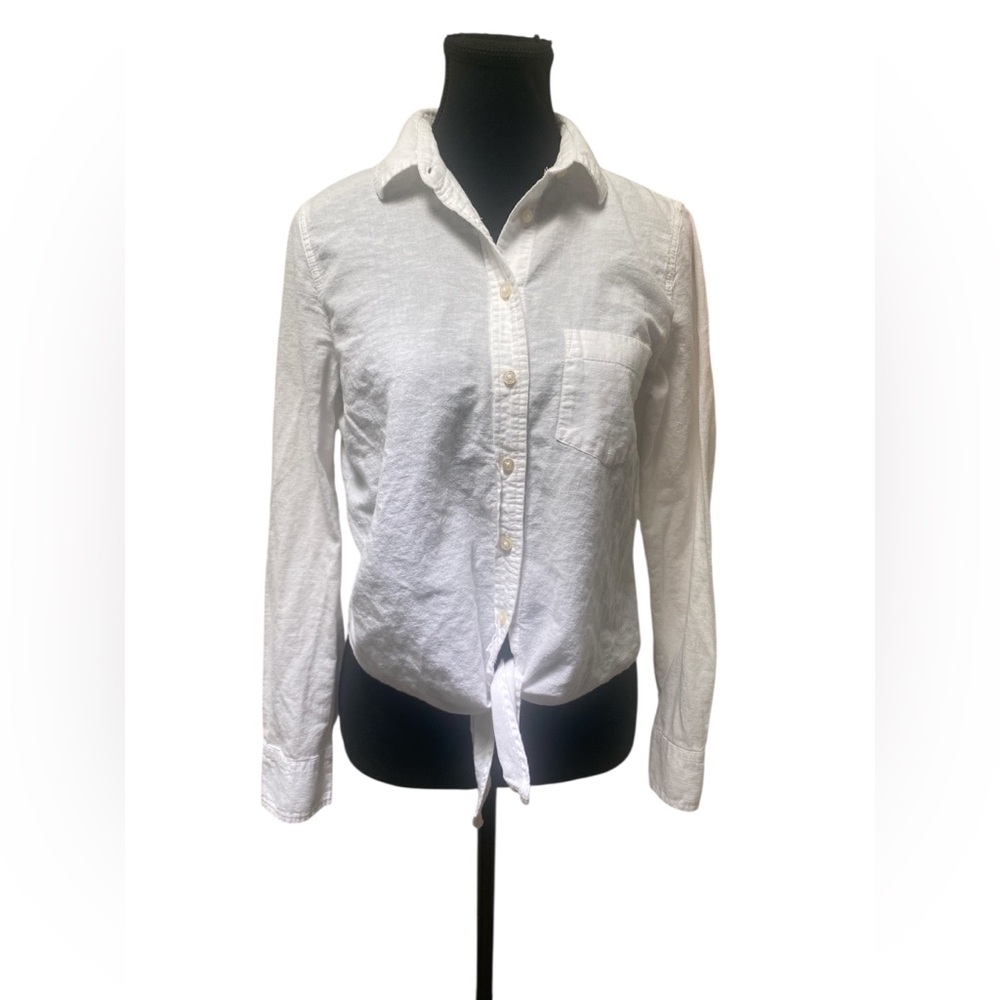 J. Crew Factory White Button-Down Shirt S GUC